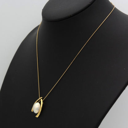 K18YG Tasaki Mabe pearl necklace with diamond pendant in gold, 45cm length, for ladies