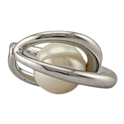 Mikimoto 18K white gold pendant top with a round Akoya pearl for ladies in silver color
