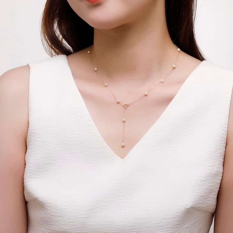 KOKO Pearl Akoya real pearl necklace with 15 beads 4.0-4.4 mm on Japanese 10K gold chain