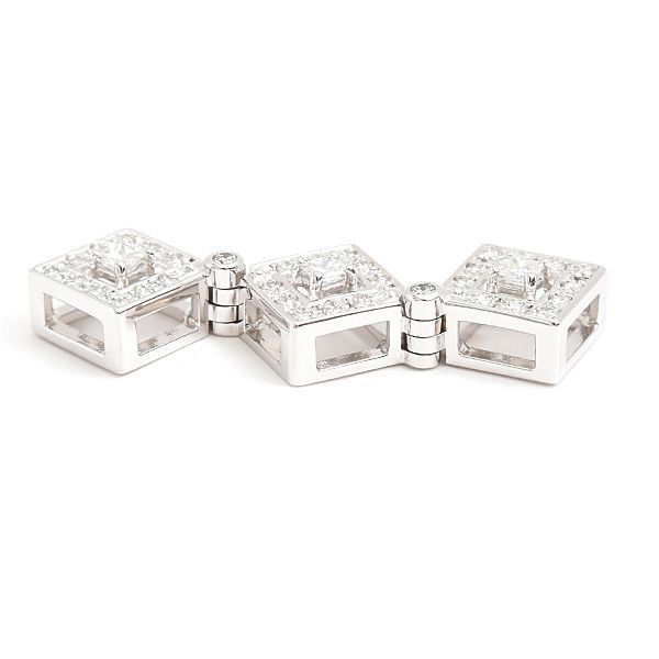 Tasaki 2WAY square and heart diamond pendant in white gold K18WG with 0.53 carats diamonds