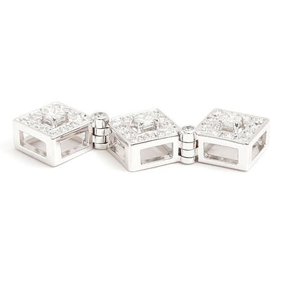 Tasaki 2WAY square and heart diamond pendant in white gold K18WG with 0.53 carats diamonds