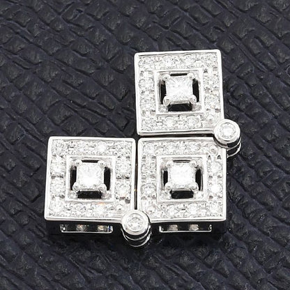Tasaki 2WAY square and heart diamond pendant in white gold K18WG with 0.53 carats diamonds