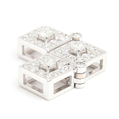 Tasaki 2WAY square and heart diamond pendant in white gold K18WG with 0.53 carats diamonds