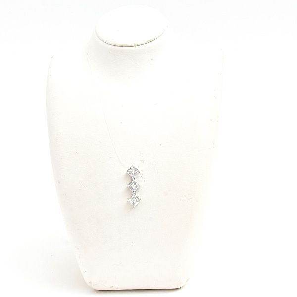 Tasaki 2WAY square and heart diamond pendant in white gold K18WG with 0.53 carats diamonds