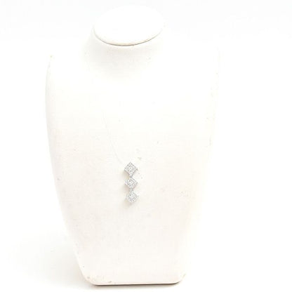 Tasaki 2WAY square and heart diamond pendant in white gold K18WG with 0.53 carats diamonds
