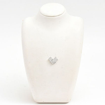 Tasaki 2WAY square and heart diamond pendant in white gold K18WG with 0.53 carats diamonds