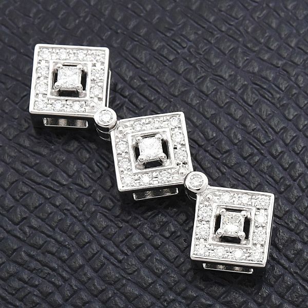 Tasaki 2WAY square and heart diamond pendant in white gold K18WG with 0.53 carats diamonds