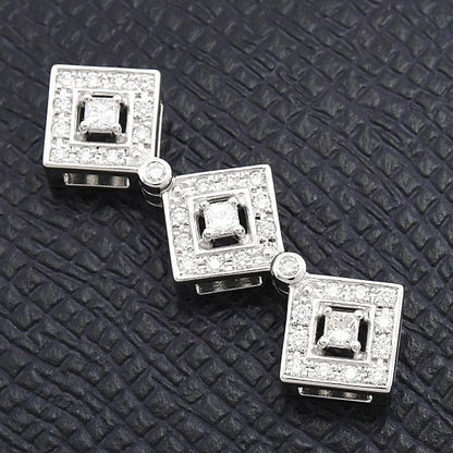 Tasaki 2WAY square and heart diamond pendant in white gold K18WG with 0.53 carats diamonds