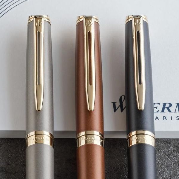 WATERMAN Metropolitan Essential Neutral Color Fountain Pen with fine nib and gold coated stainless steel body
