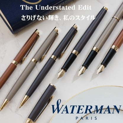 WATERMAN Metropolitan Essential Neutral Color Fountain Pen with fine nib and gold coated stainless steel body