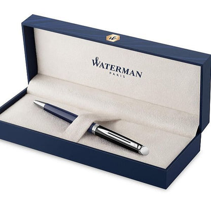 WATERMAN Metropolitan Essential Color Blocking pen in black and white with palladium trim and blue cap
