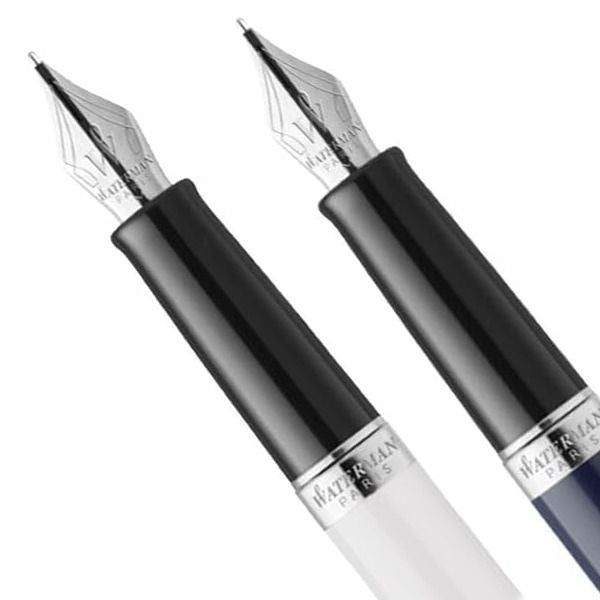 Waterman Metropolitan Essential Color Blocking fountain pen in black and white with cap and palladium clip