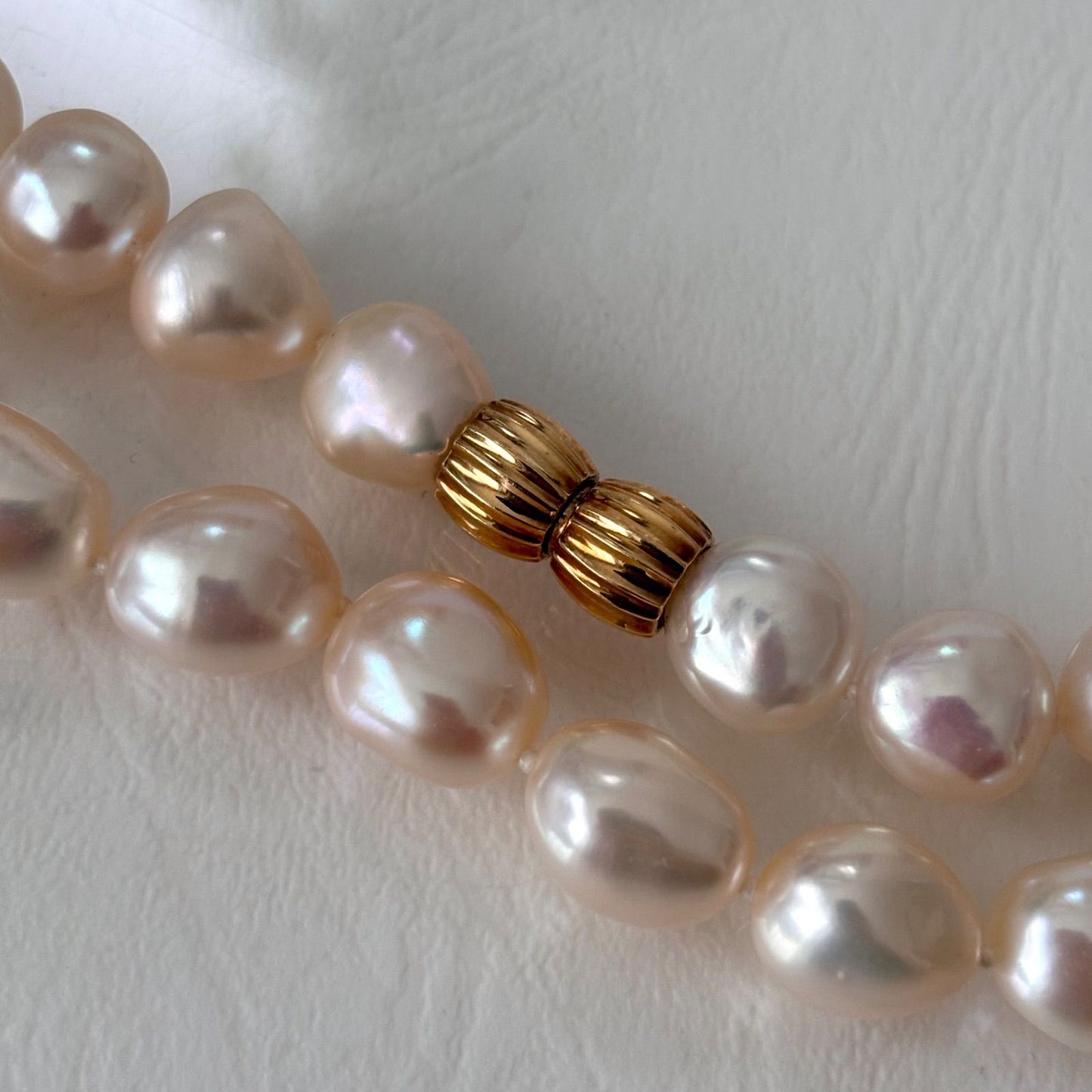 263 Tasaki K18 Baroque Pearl Necklace with 91.5 cm length showcasing irregularly shaped pearls and gold chain