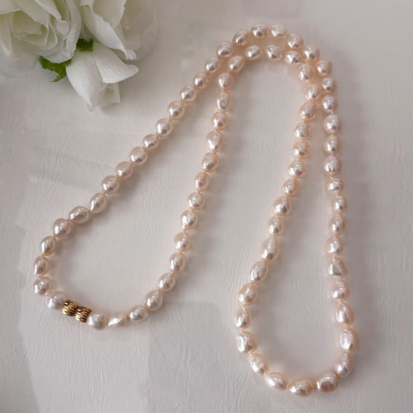 263 Tasaki K18 Baroque Pearl Necklace with 91.5 cm length showcasing irregularly shaped pearls and gold chain