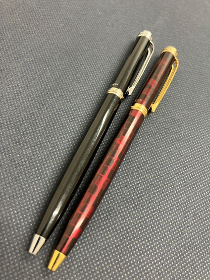 Waterman Harmonie ballpoint pen set with black twist pen and red marble twist pen, both 135mm long