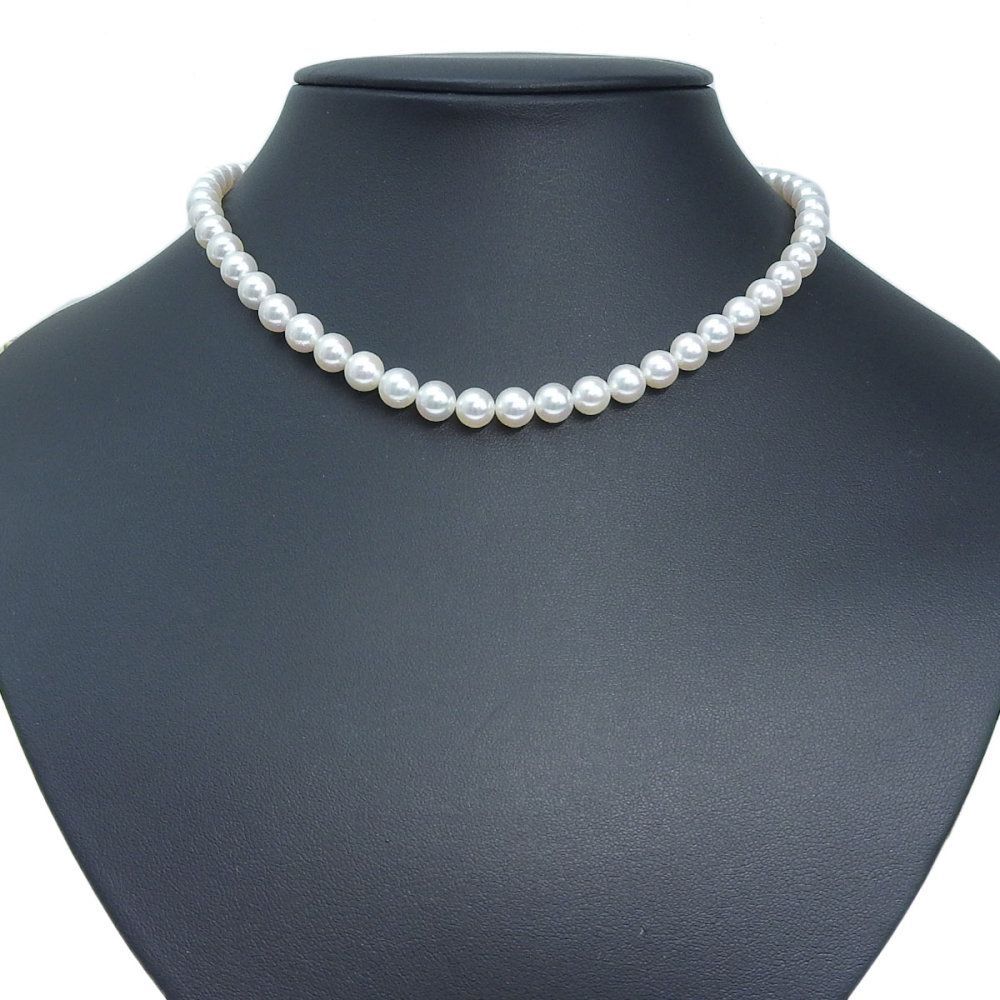 Mikimoto 6.5mm Akoya pearl necklace 39cm length with silver clasp, used condition