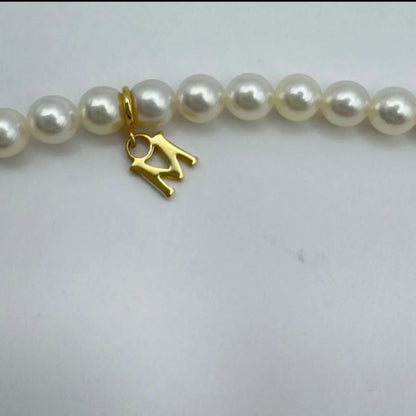 Mikimoto Baby Pearl Necklace with white pearls and K18 gold clasp, 41 cm length, simple elegant design