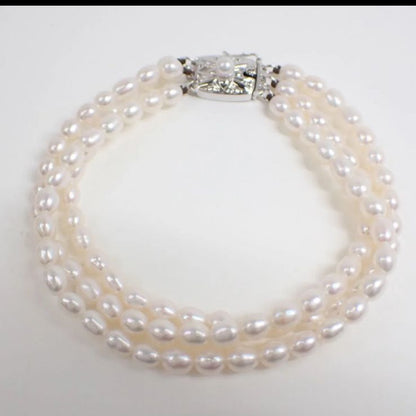 Mikimoto 3WAY 3-row silver necklace and bracelet featuring 4mm freshwater pearls