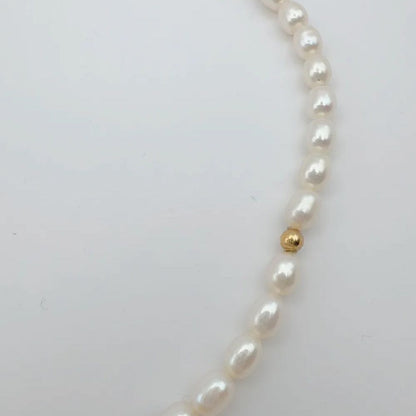 Tasaki pearl necklace with 4mm pearls, ruby gemstones, and K18 gold chain, 37cm length