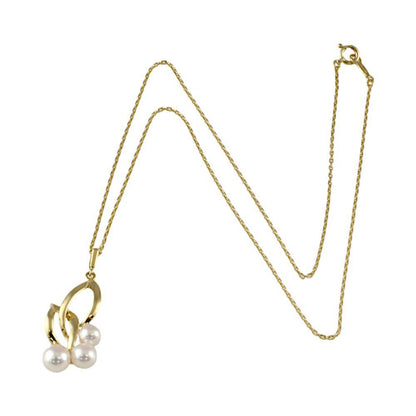 Mikimoto ladies necklace featuring an 18K yellow gold chain and a single Akoya pearl pendant weighing 4 grams