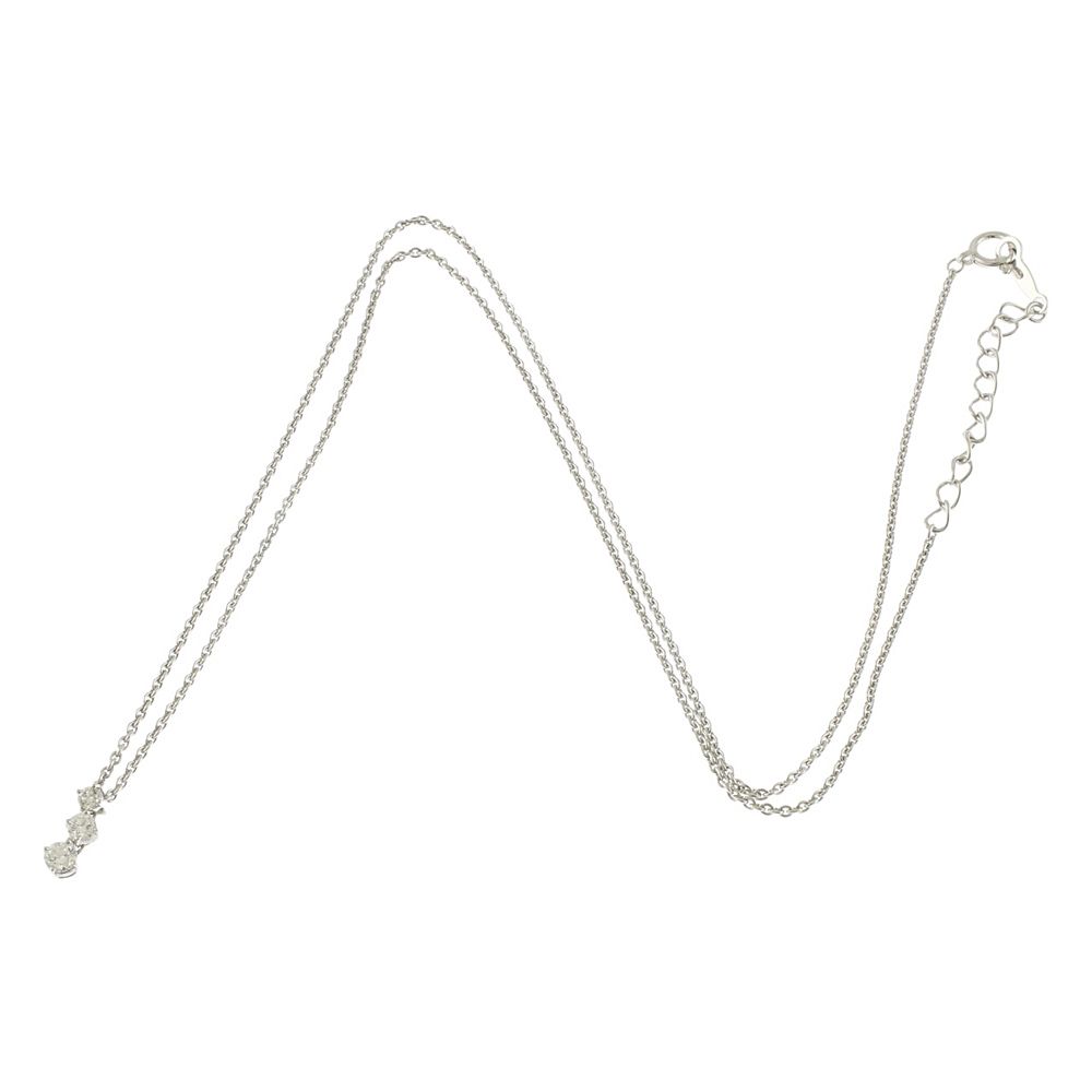 Mikimoto ladies necklace in 18K white gold with diamond detail and K18WG engraving on clasp