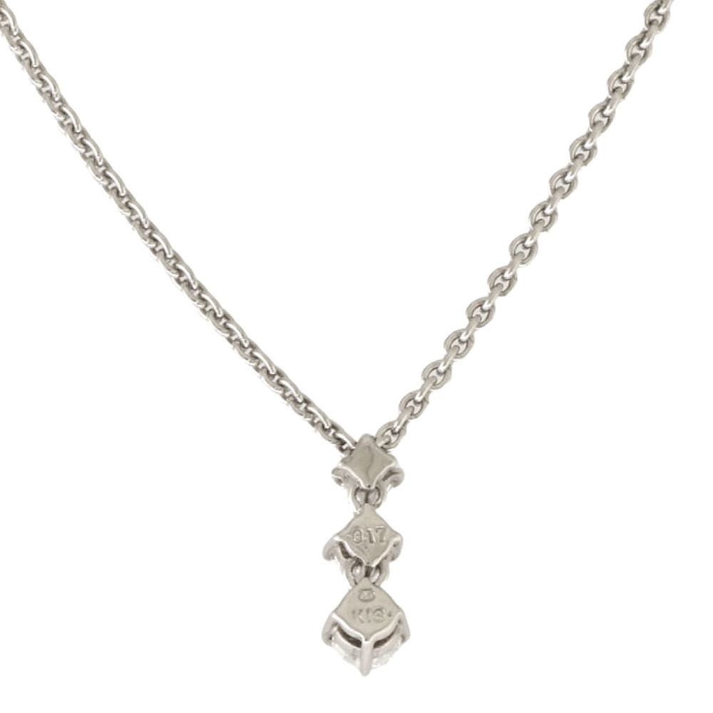 Mikimoto ladies necklace in 18K white gold with diamond detail and K18WG engraving on clasp
