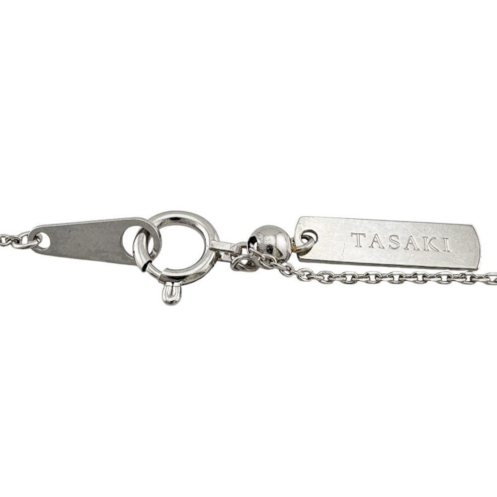 Tasaki 18K white gold necklace with diamond pendant for ladies, silver color, weight 5.1g
