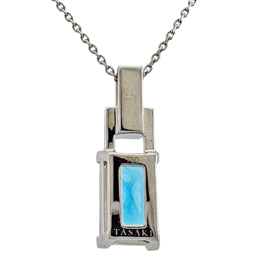 Tasaki 18K white gold necklace with diamond pendant for ladies, silver color, weight 5.1g