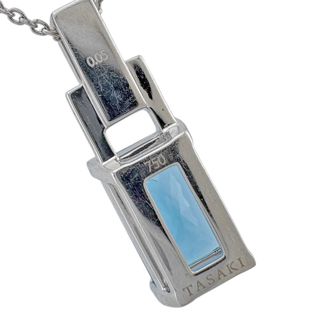 Tasaki 18K white gold necklace with diamond pendant for ladies, silver color, weight 5.1g