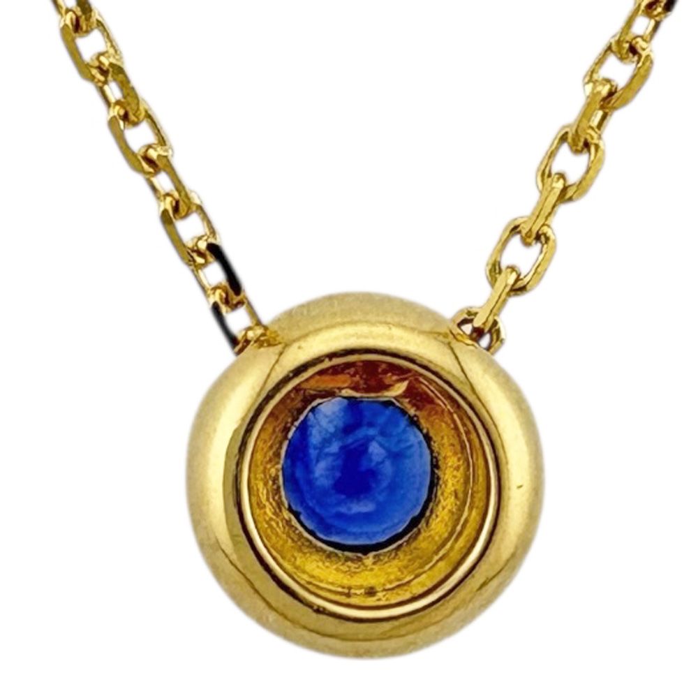 Mikimoto ladies necklace in 18K yellow gold with sapphire, weighing 2.6g, marked K18 on clasp, made in Japan