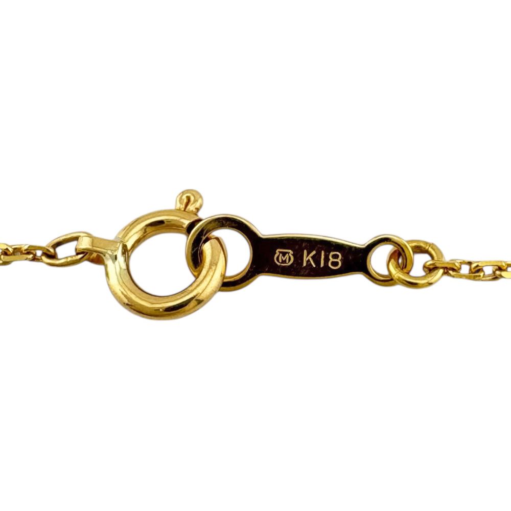 Mikimoto ladies necklace in 18K yellow gold with sapphire, weighing 2.6g, marked K18 on clasp, made in Japan