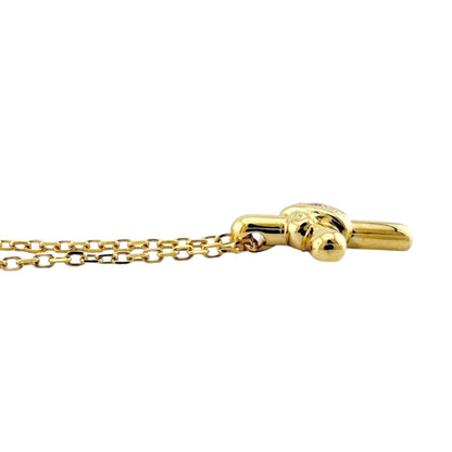 Mikimoto ladies 18K yellow gold cross necklace with diamond detail and K18 stamp on clasp