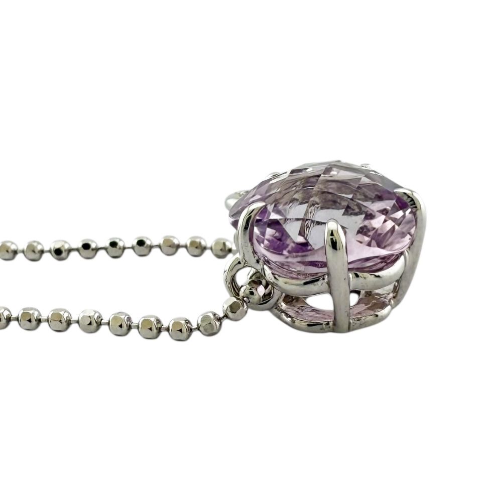 Tasaki 18K white gold ladies necklace with morganite gemstone featuring 40cm adjustable chain