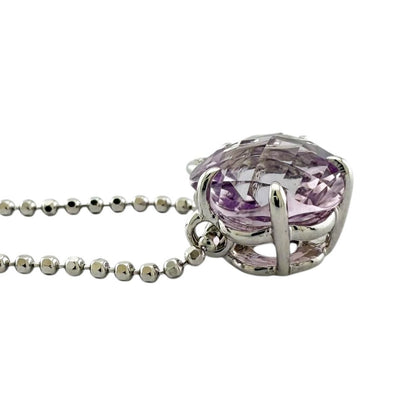 Tasaki 18K white gold ladies necklace with morganite gemstone featuring 40cm adjustable chain