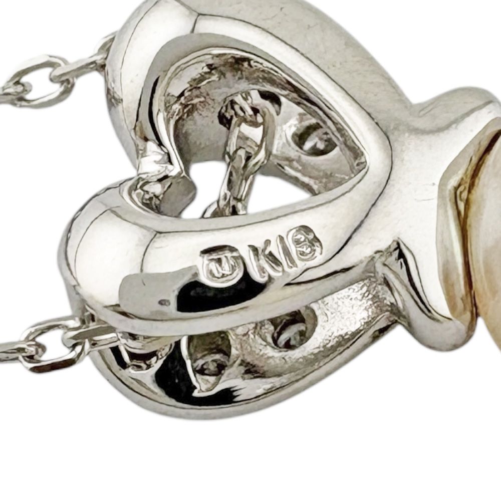 Mikimoto 18K white gold necklace with heart-shaped Akoya pearl pendant for ladies