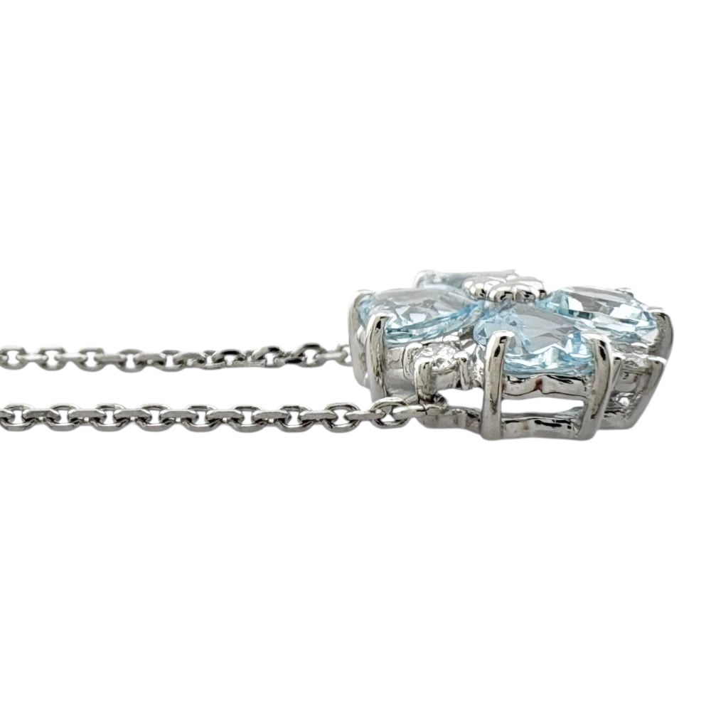 Tasaki Pt900 platinum necklace with aquamarine gemstone for ladies in silver color weighing 6.1 grams