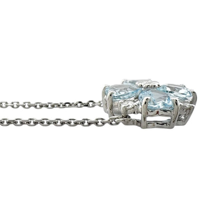 Tasaki Pt900 platinum necklace with aquamarine gemstone for ladies in silver color weighing 6.1 grams