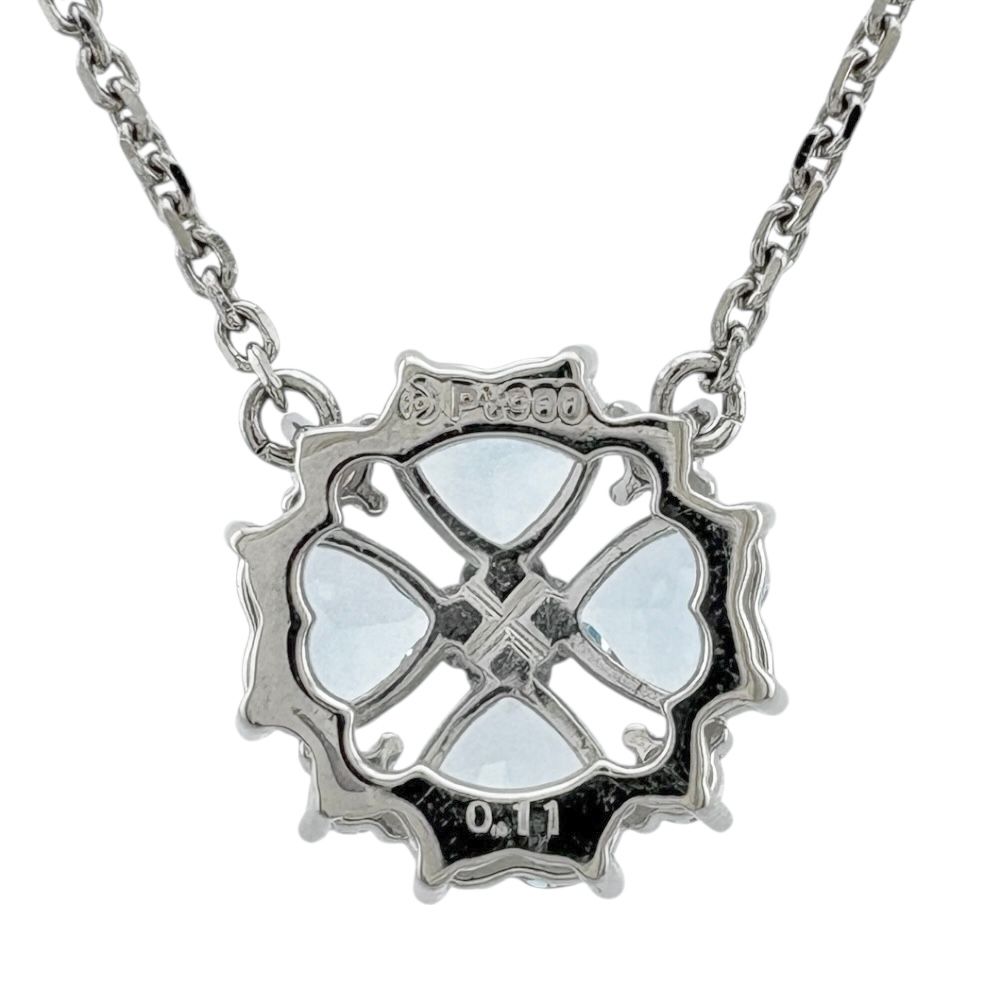Tasaki Pt900 platinum necklace with aquamarine gemstone for ladies in silver color weighing 6.1 grams