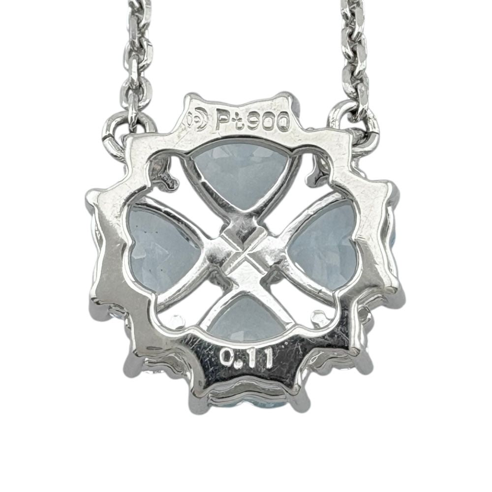 Tasaki Pt900 platinum necklace with aquamarine gemstone for ladies in silver color weighing 6.1 grams