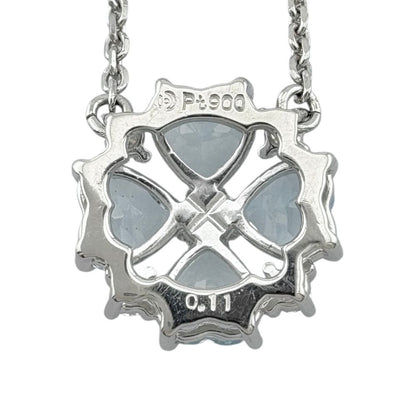 Tasaki Pt900 platinum necklace with aquamarine gemstone for ladies in silver color weighing 6.1 grams