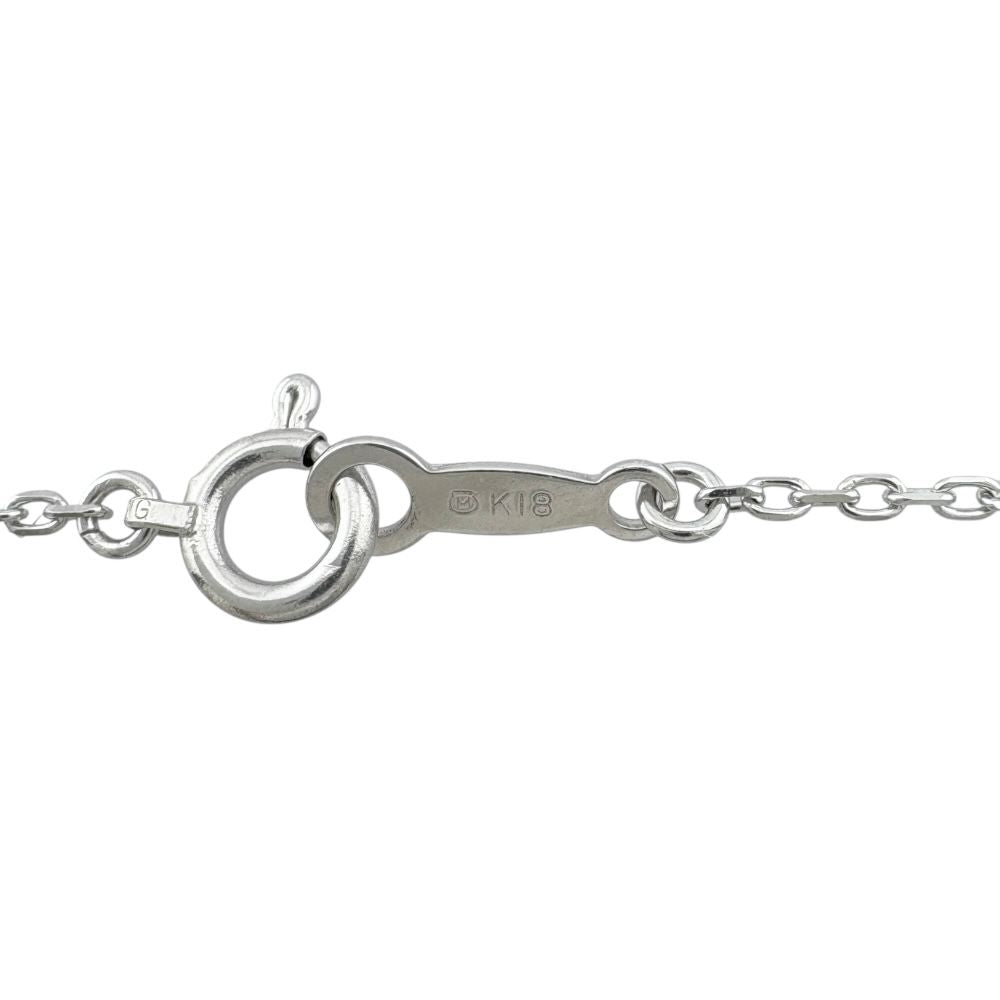 Mikimoto 18K white gold drop necklace with diamond for ladies, silver color, weighing 3.2 grams