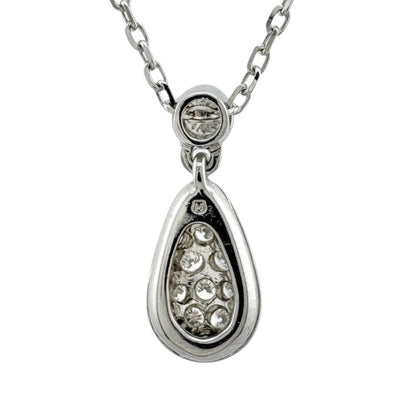 Mikimoto 18K white gold drop necklace with diamond for ladies, silver color, weighing 3.2 grams