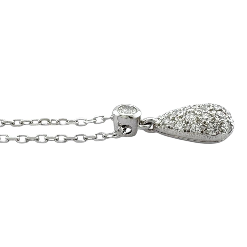 Mikimoto 18K white gold drop necklace with diamond for ladies, silver color, weighing 3.2 grams