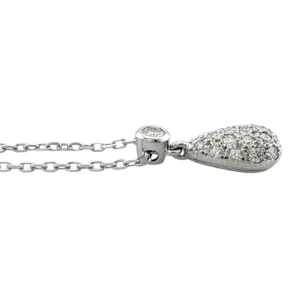 Mikimoto 18K white gold drop necklace with diamond for ladies, silver color, weighing 3.2 grams