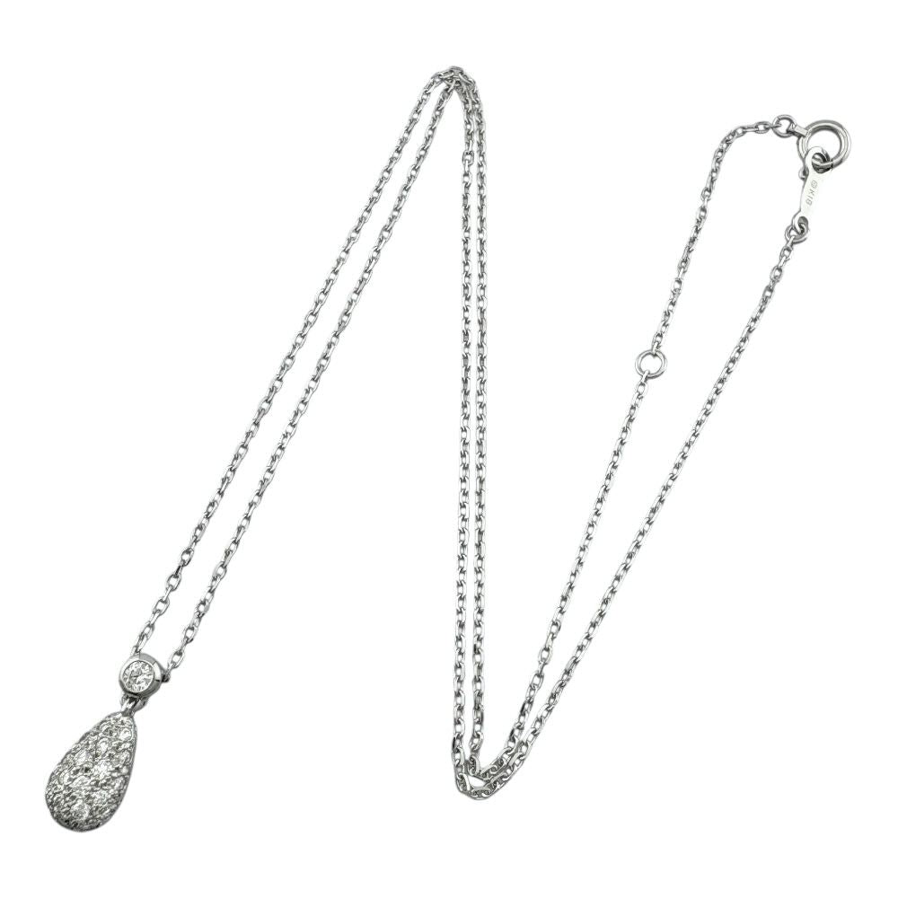 Mikimoto 18K white gold drop necklace with diamond for ladies, silver color, weighing 3.2 grams