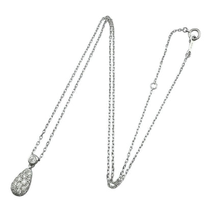 Mikimoto 18K white gold drop necklace with diamond for ladies, silver color, weighing 3.2 grams