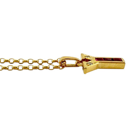 Mikimoto 18K yellow gold necklace featuring a ruby pendant for ladies