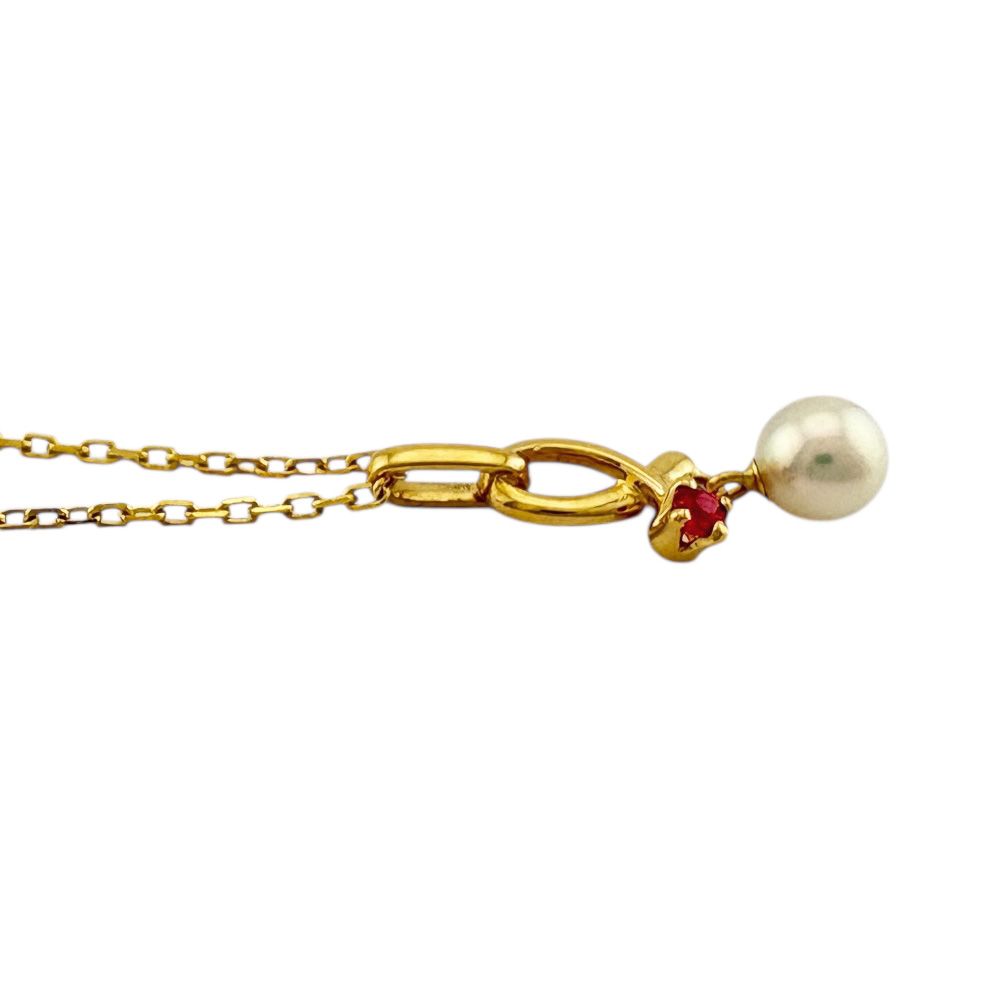 Mikimoto 18K yellow gold necklace with single pearl for ladies, weight 2.5g, Japanese craftsmanship