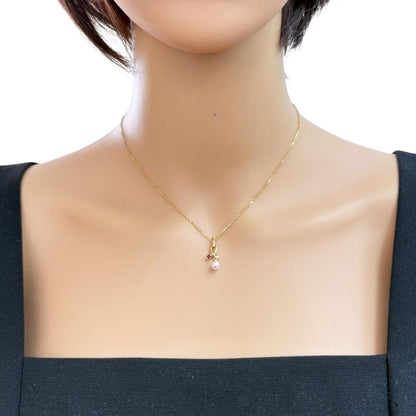 Mikimoto 18K yellow gold necklace with single pearl for ladies, weight 2.5g, Japanese craftsmanship