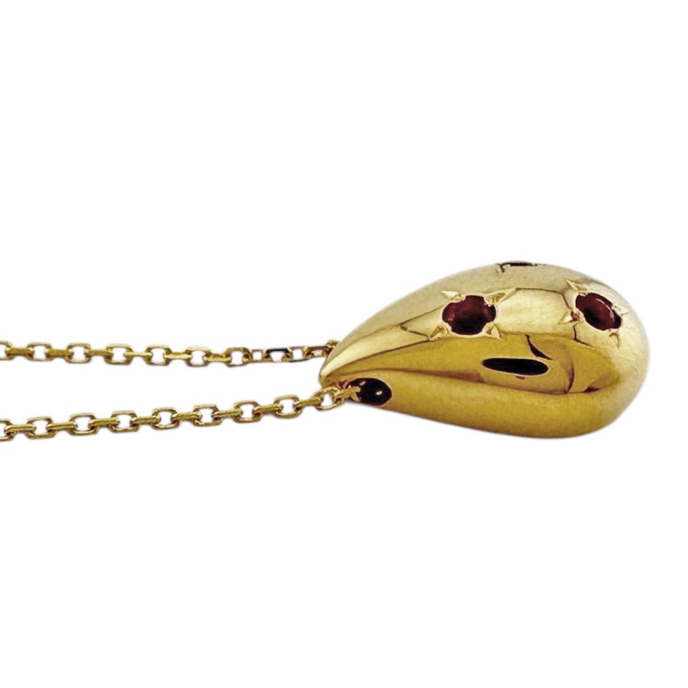 Mikimoto 18K yellow gold drop necklace with ruby gemstone for ladies weighing 4.6 grams from Japan